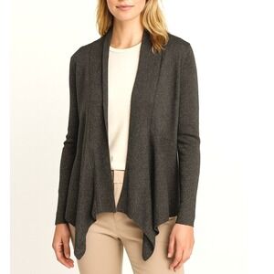 VERVE ami Women's Sparkly Knit Open Front‎ Cardigan Sweater XL Charcoal Metallic